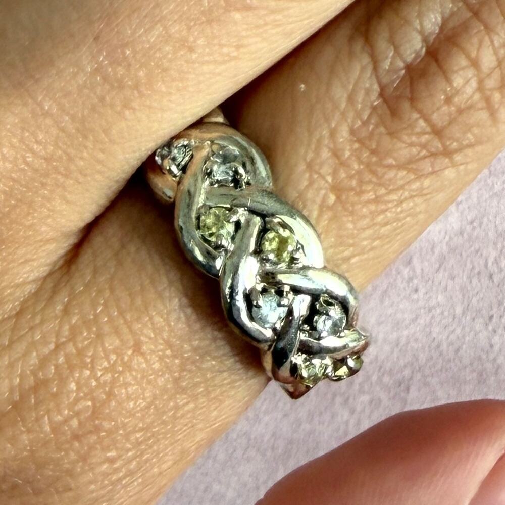 sterling silver braided round-cut cz band ring size 10.5